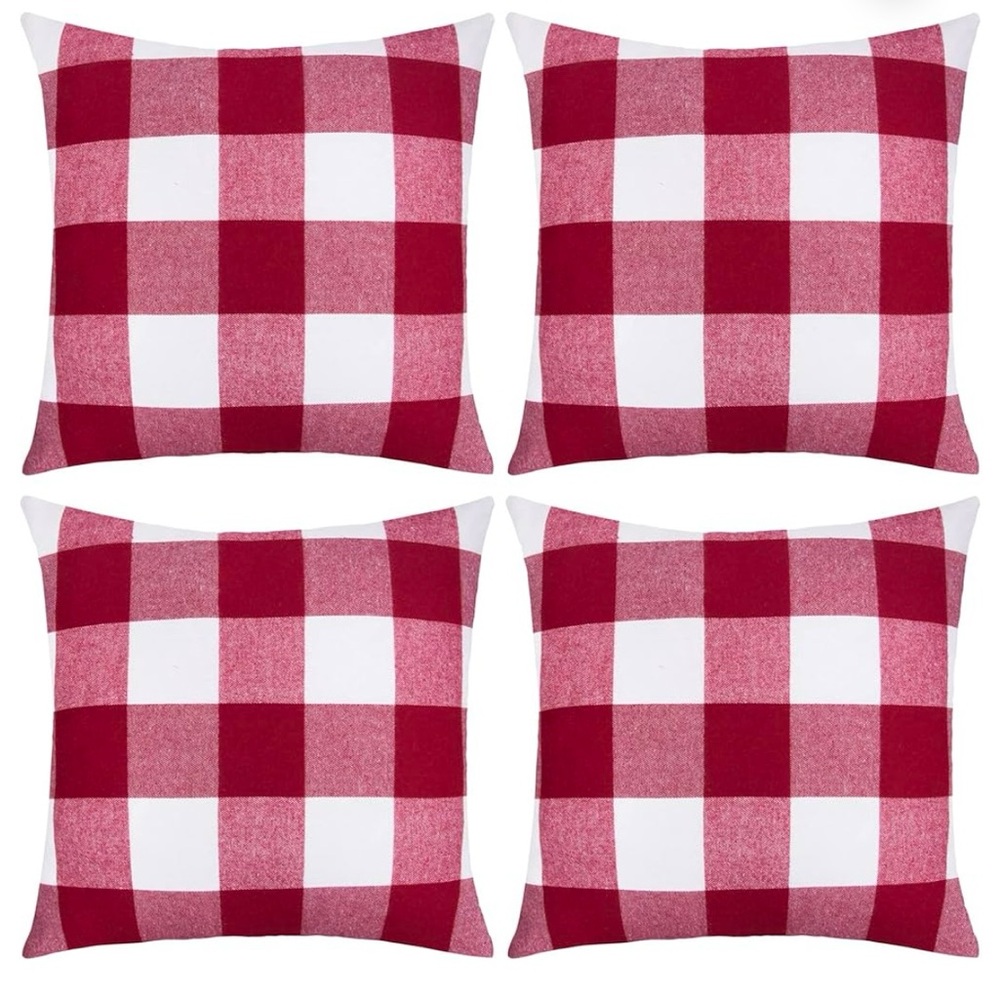 Set of 4 Farmhouse Buffalo Check Plaid Pillow Covers 20 x 20